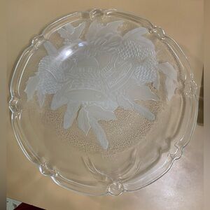 Vintage 13” Glass Crystal Platter with bells design.  By Elements.